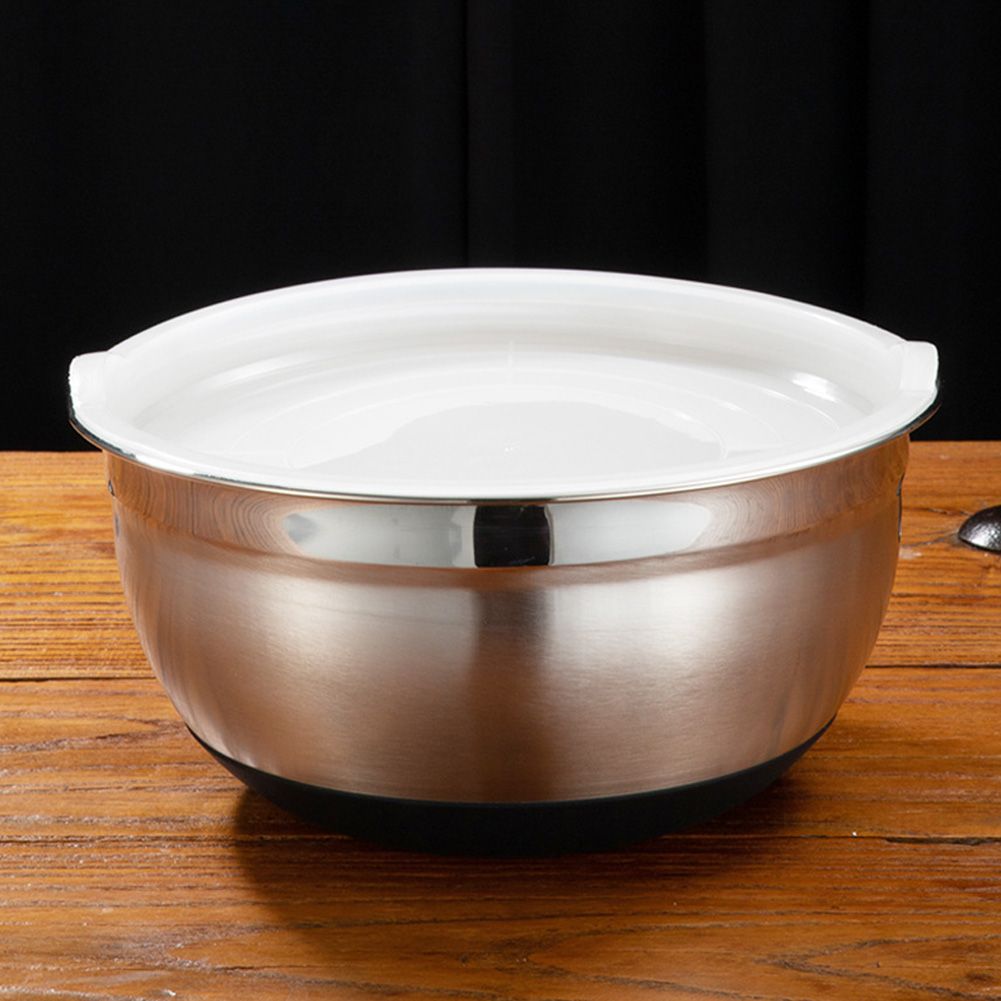 Yfashion Stainless Steel Egg xing Bowl With Lid Basin Salad Vegetable Washing Cream Bowl Diameter:18cm in diameter