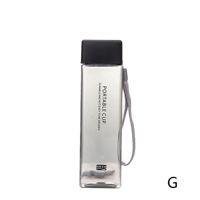 Square Water Bottle  Frosted Fruit Milk Water Cup Portable Leakproof with Rope Sports Cup High Temperature  Hydro Flask