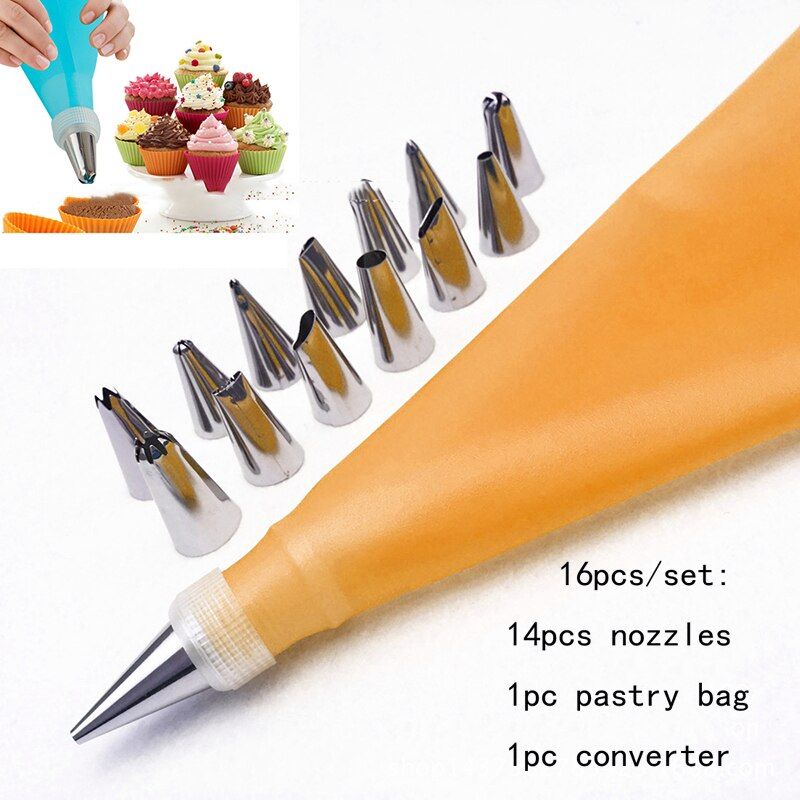 Urijk 42Pcs/set DIY Stainless Steel Cake Flower Piping Nozzles Pastry Tips Cake Decor Tool Cream Mouth Device Fancy