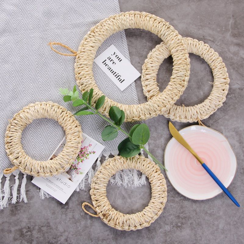Handmade Straw Woven Corn Husk Set Kitchen Heat Insulation and Anti-Scalding Placemat Bowl and Pan Pan Mat Large