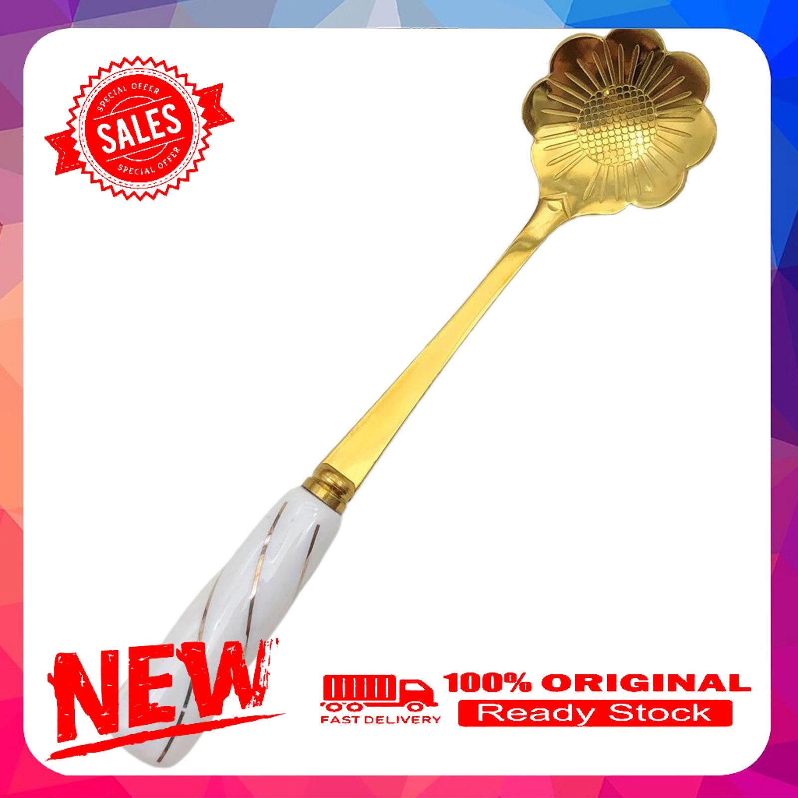 Coffee Mixing Spoon Petal Shape Kitchen Gadget Stainless Steel Ice Cream Demitasse Scoop for Home