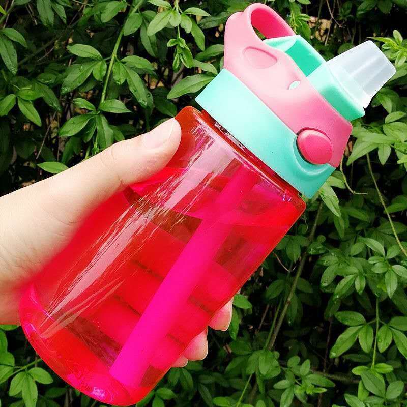 New 480 ml Cute Baby Water Cup Leak Proof Bottle with Straw Lid Children School Outdoor Sport Cool Drinking Bottle Training Cup