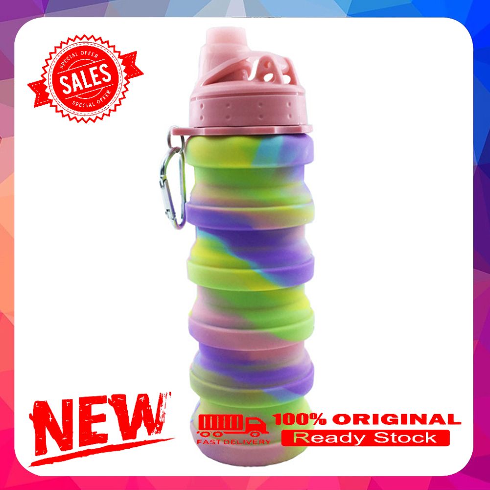 500ML Portable Travel Sport Collapsible Silicone Leak-proof Water Bottle Cup