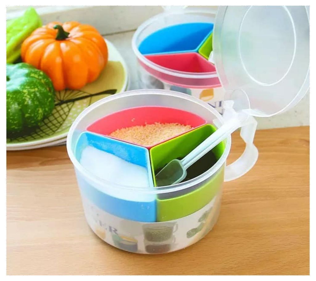 Spice Jar 3 PCs Transparent Container - Multicolor
