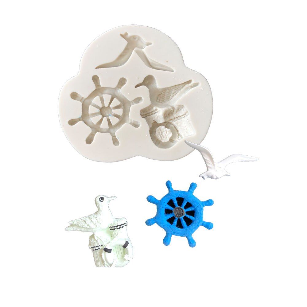 Aouke ship's anchor,Seagull, Fondant Cupcake Decorating Molds Cake Silicone Mold Sugarpaste Candy Chocolate Gumpaste Clay Mould