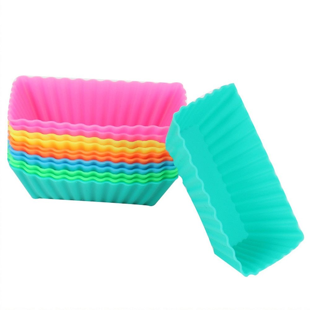 Wholesale 6pcs Mini Rectangle shape Silicone Muffin Cupcake Mould Bakeware Maker Mold Tray Baking Cup Molds Baking Tools