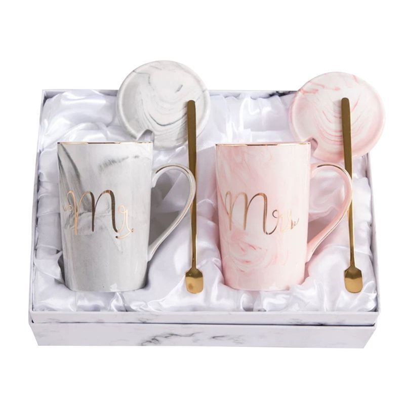 Couple Mark Coffee Cup Pair Cup Wedding Gift Anniversary Cup Luxury Gift Box for Bride and Groom