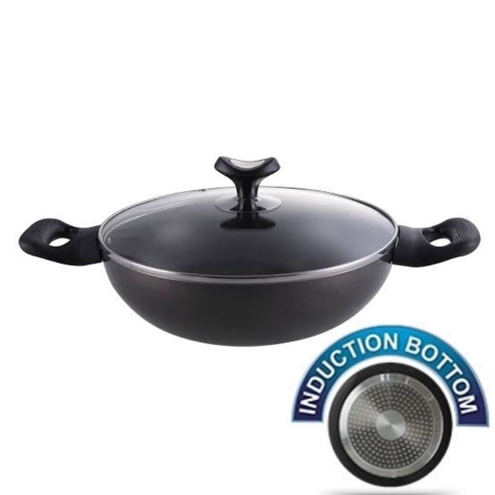ALHD Topper Nonstick Glamour Deep Fry Pan 28cm(With Glass Lid Free) Induction