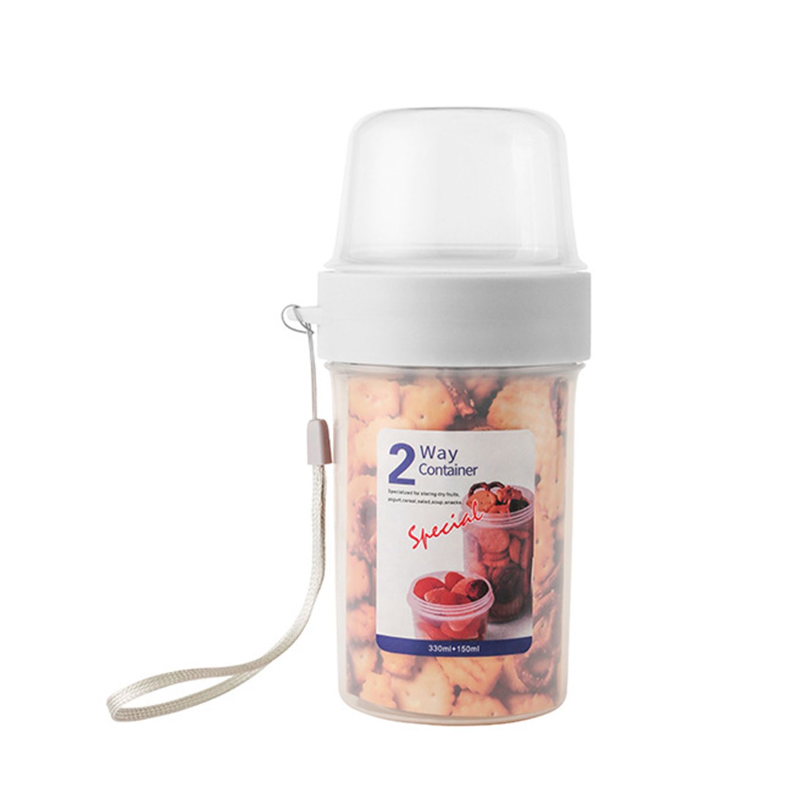 Double Layers Food Container Multifunctional Transparent Portable Yogurt Cereal To-Go Container for Baby