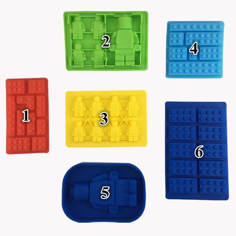 1 Piece Silicone Lego Building Blocks Robot 3D DIY Mold Chocolate Tray Jello Brownie Dessert Pastries Mould Cake Decoration Tool