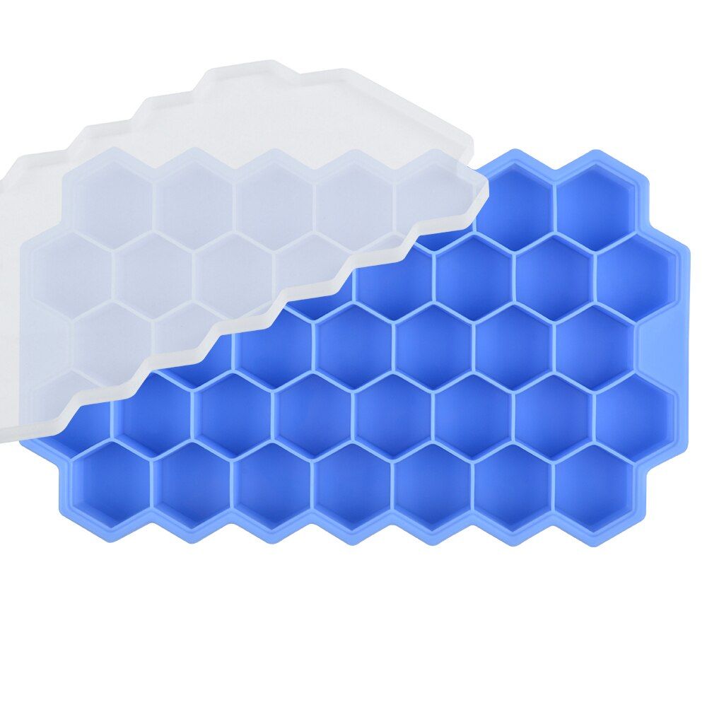 37 Cavity Honeycomb Ice Cube Mold Reu Silicone Ice Mold Ice Cube Tray for Summer  Cocktail With Lids