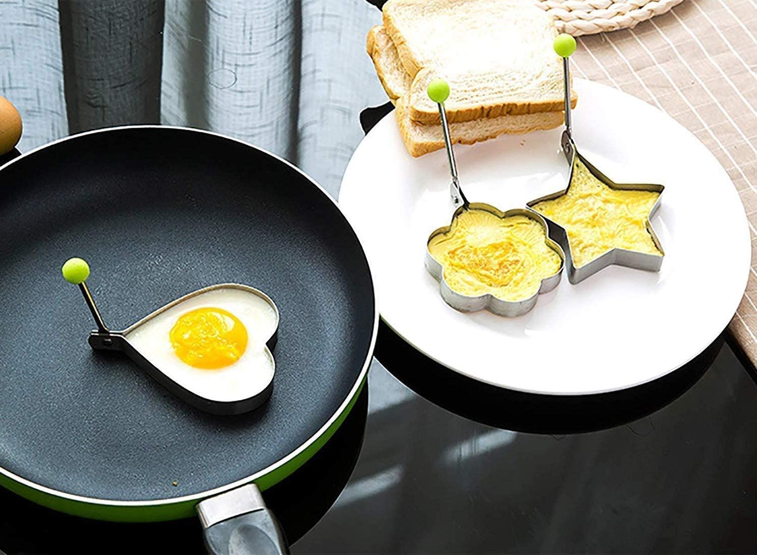 Cook Fried Egg Pancake Stainless Steel Heart Shaped egg Mould Mold Kitchen Tool