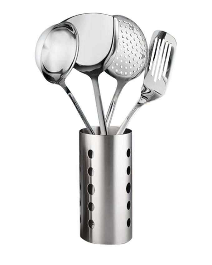 4pcs Spoon set with Holder  - Silver
