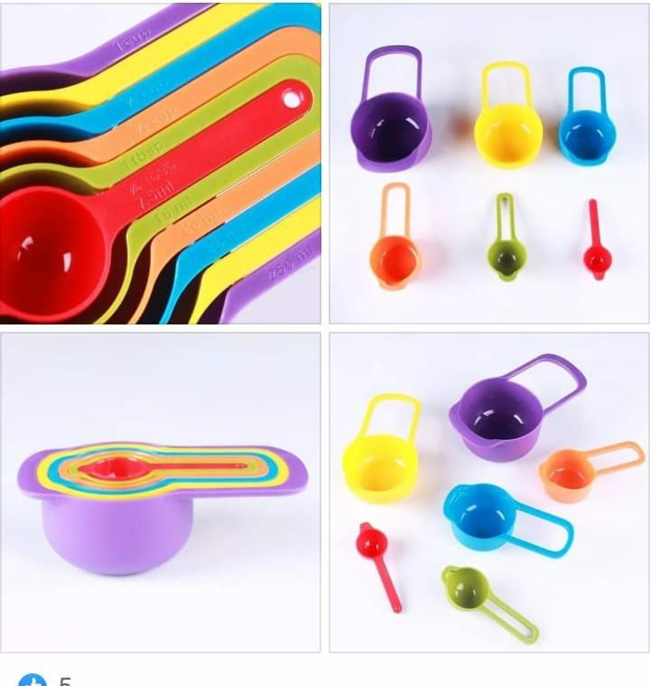 6 Pcs Measuring Spoons Cups Plastic Measuring Spoon Scoop with Scale for Cooking Measuring