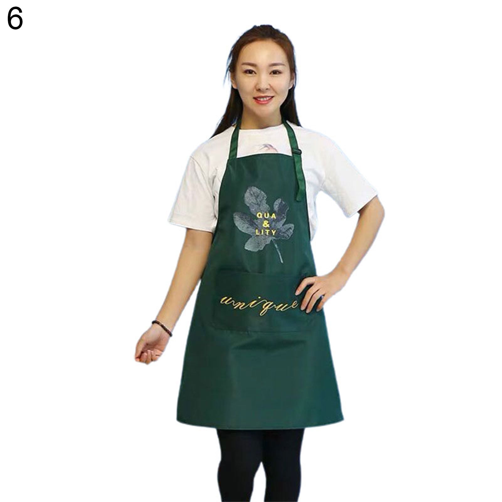 Woman Maple Leaf Apron Waterproof Home Cooking Baking Coffee Shop Cleaning Bib