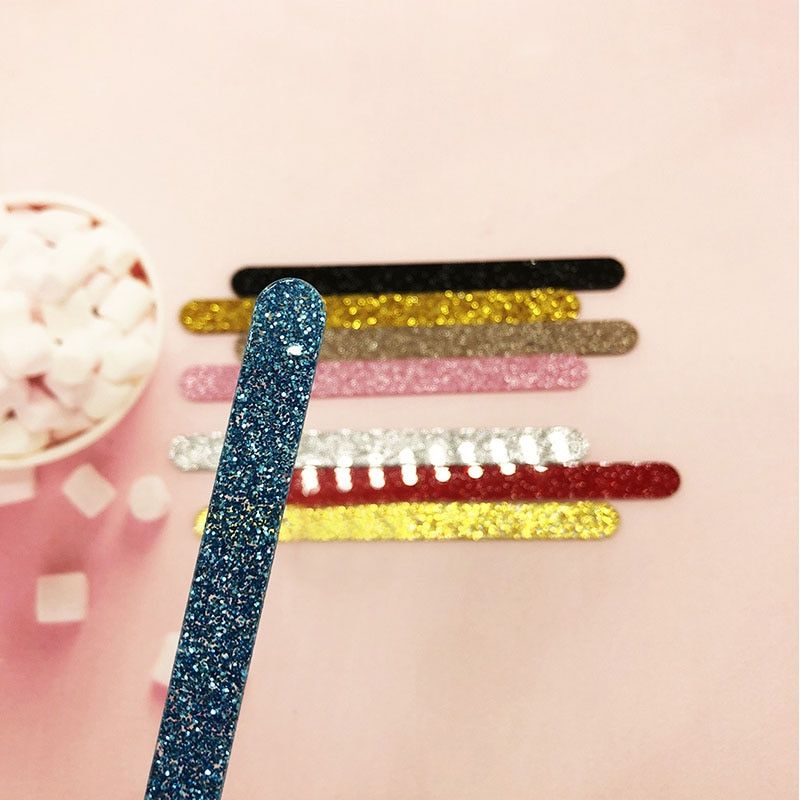 50PCS Glitter Acrylic Ice Cream Stick Solid Sequins Color Ice Cream Sticks Popsicle Crafts DIY Ice Cube Stick Handmade Bake Tool