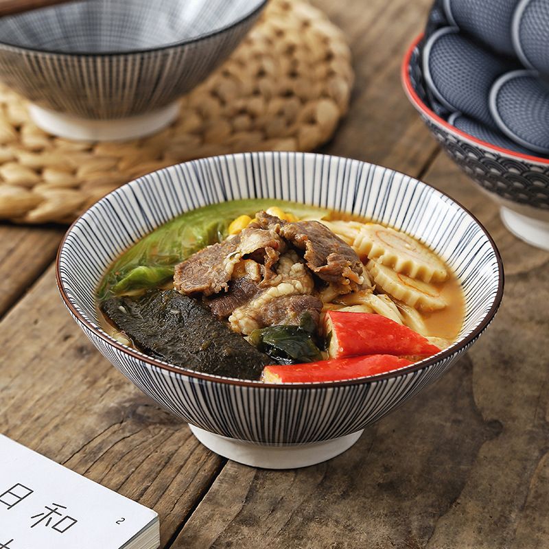 Dearmini 7-Inch Nordic-Style Ceramic Tableware Household Restaurant Cool Hat -Type Rice Porringer Noodle Bowl