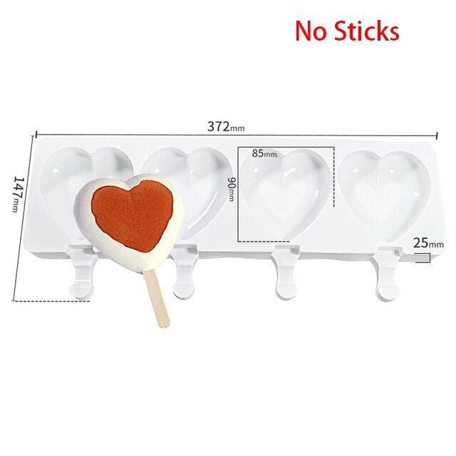 4/8 Cell Magnum Silicone Mold Silicone Ice Cream Mold Popsicle Molds DIY Ice Cream Mould Ice Pop Maker Mould with Sticks