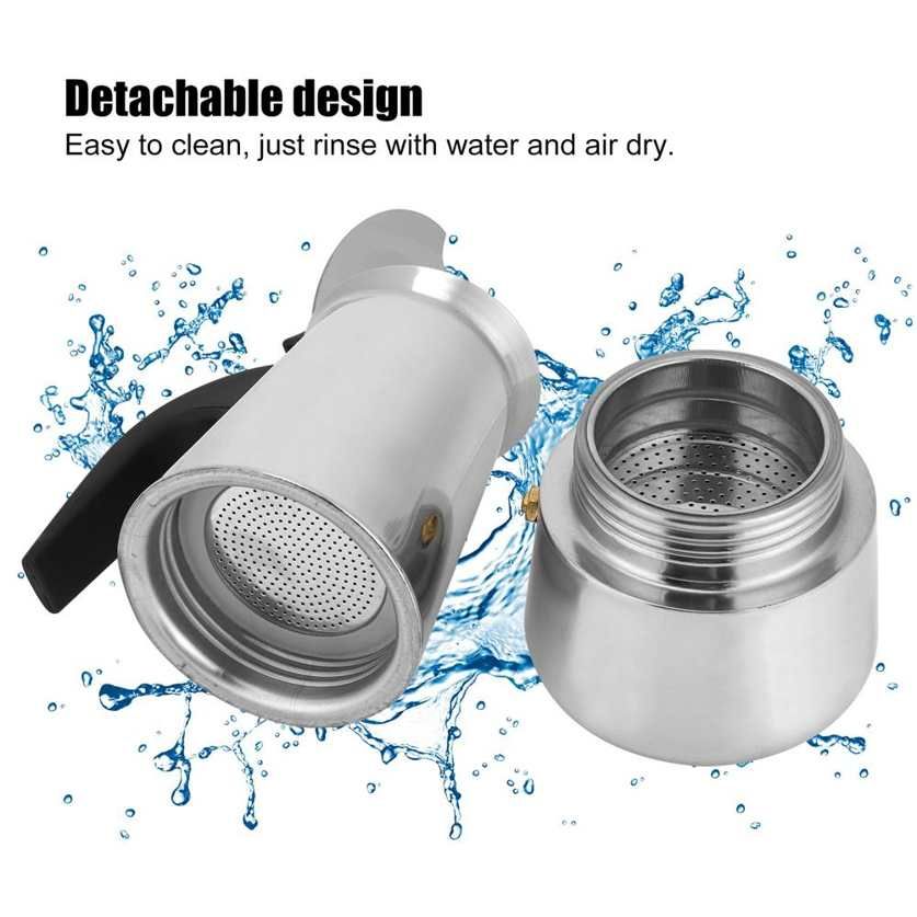 200ml Portable Coffee Maker Moka Pot Stainless Steel Kettle for Home Kitchen Supplies