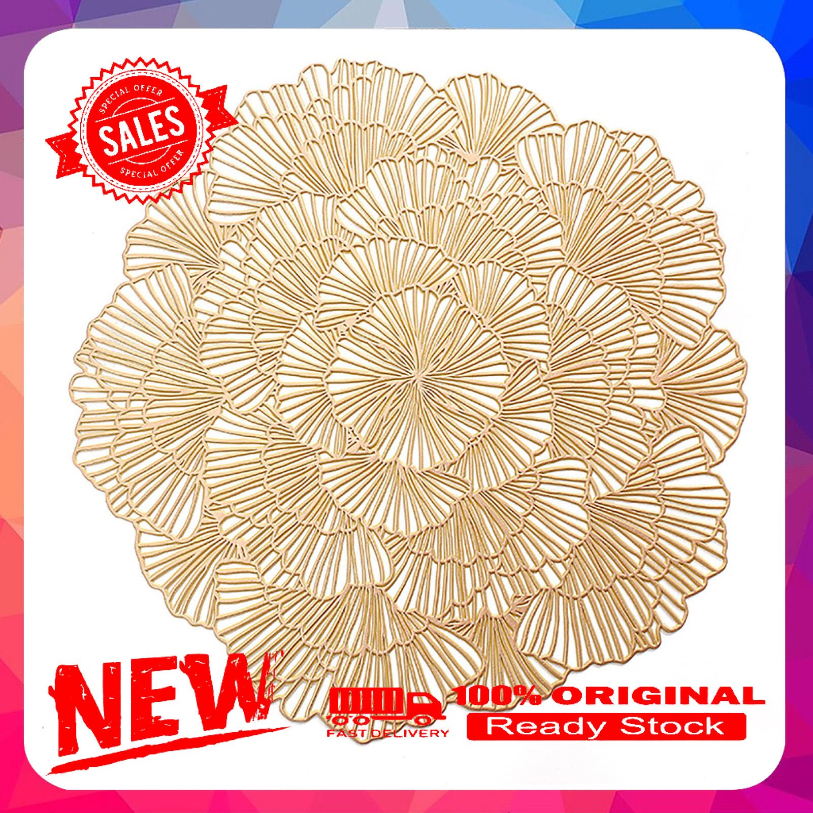 Flower Shape Hollow Placemat PVC Reusable Practical Cup Table Mat for Dining