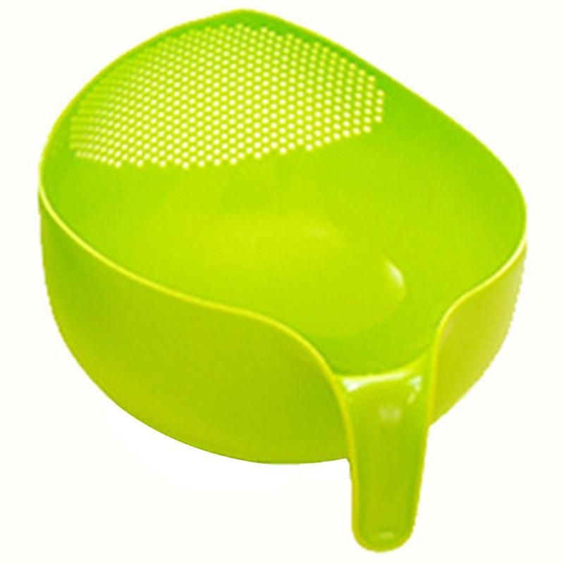 Durable Rice Washing Filter Strainer Kitchen Tool Beans Peas Sieve Basket Colanders Cleaning Gadget Filtering With Handle Newest  Green