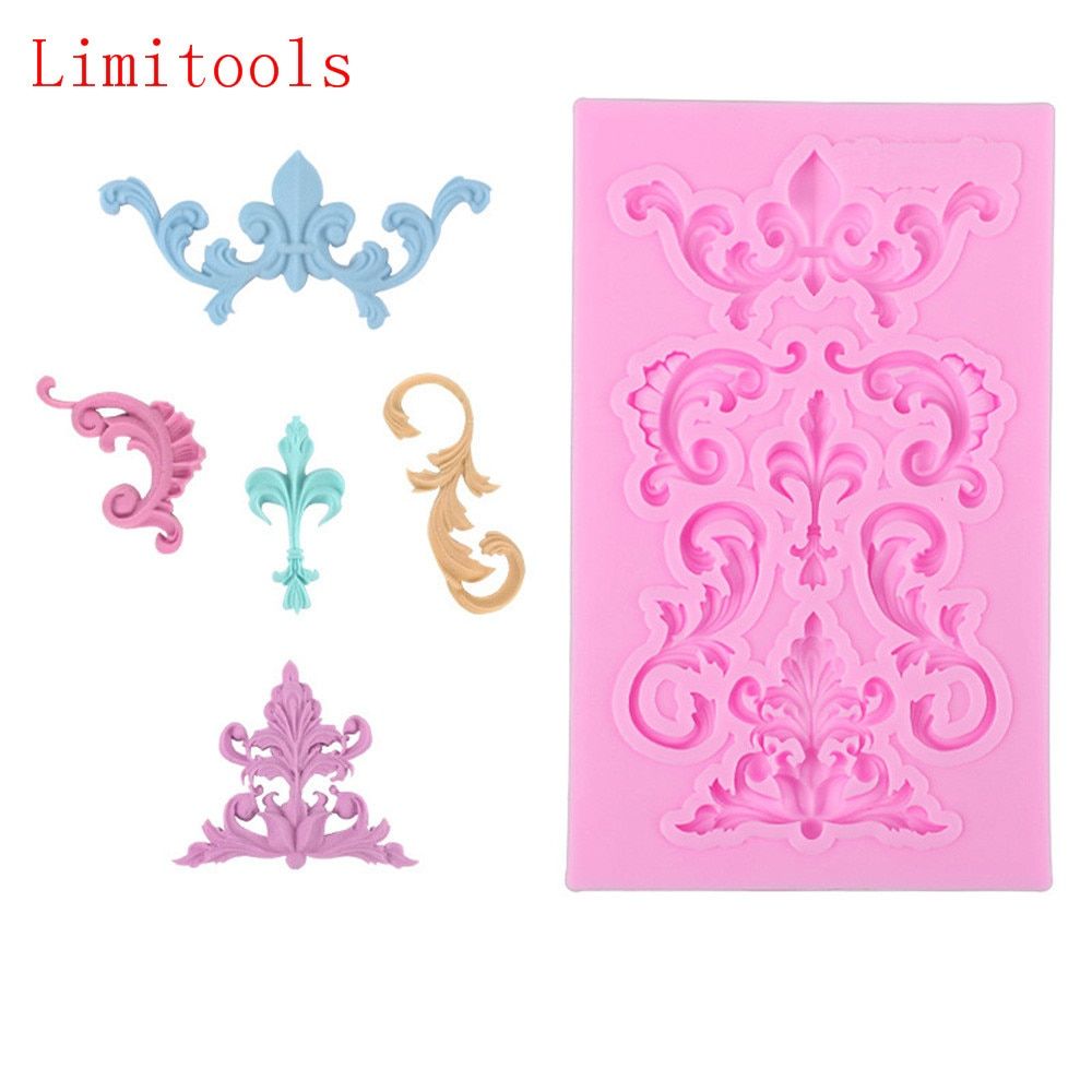 Limitools Flower Lace Border Silicone Mold Cutting Dies 3D Craft Relief Fondant Chocolate Mold Cake Decorating Tools Bakeware