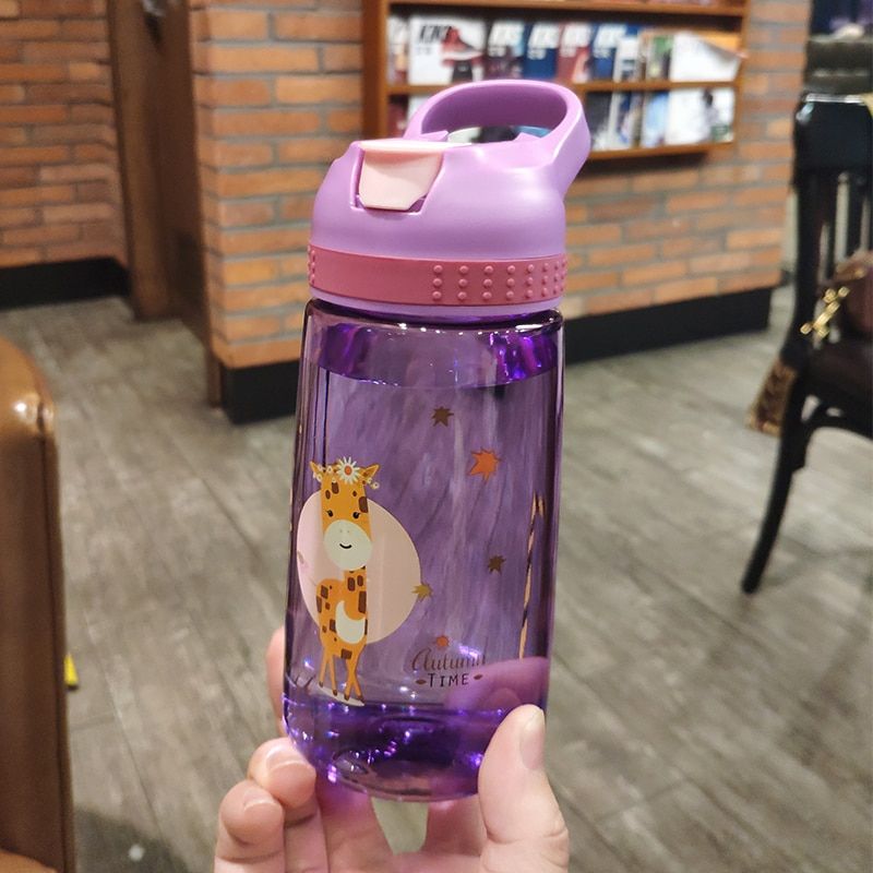 Fashion Brand Children's Straw Cup Plastic Water Bottles Baby Cartoon Ncreative Student Kettle Water Bottles School Kids