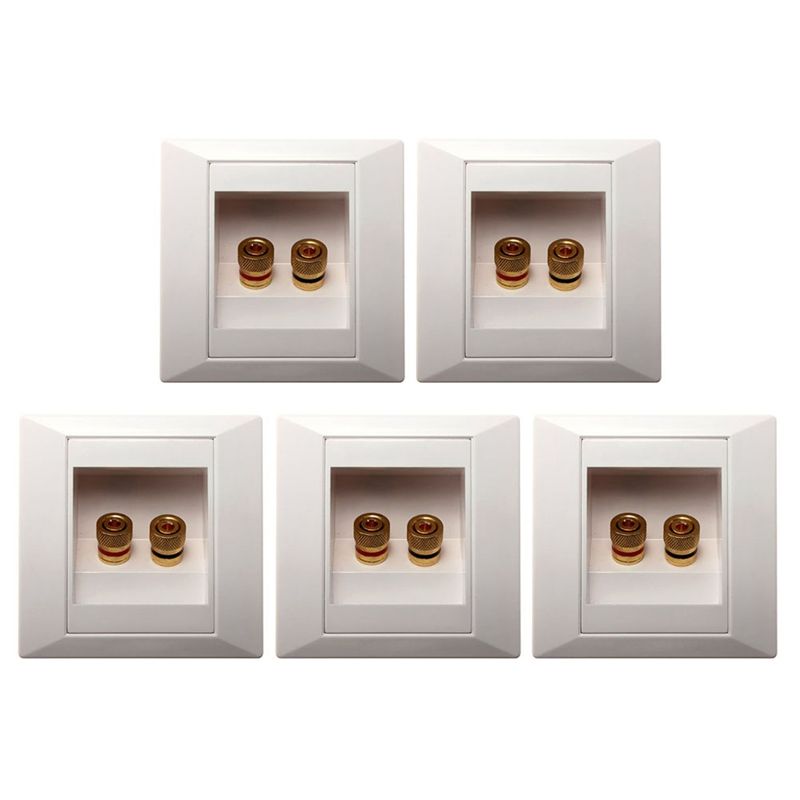 5X Wall Socket Connection Port with 2 Jack Speaker White