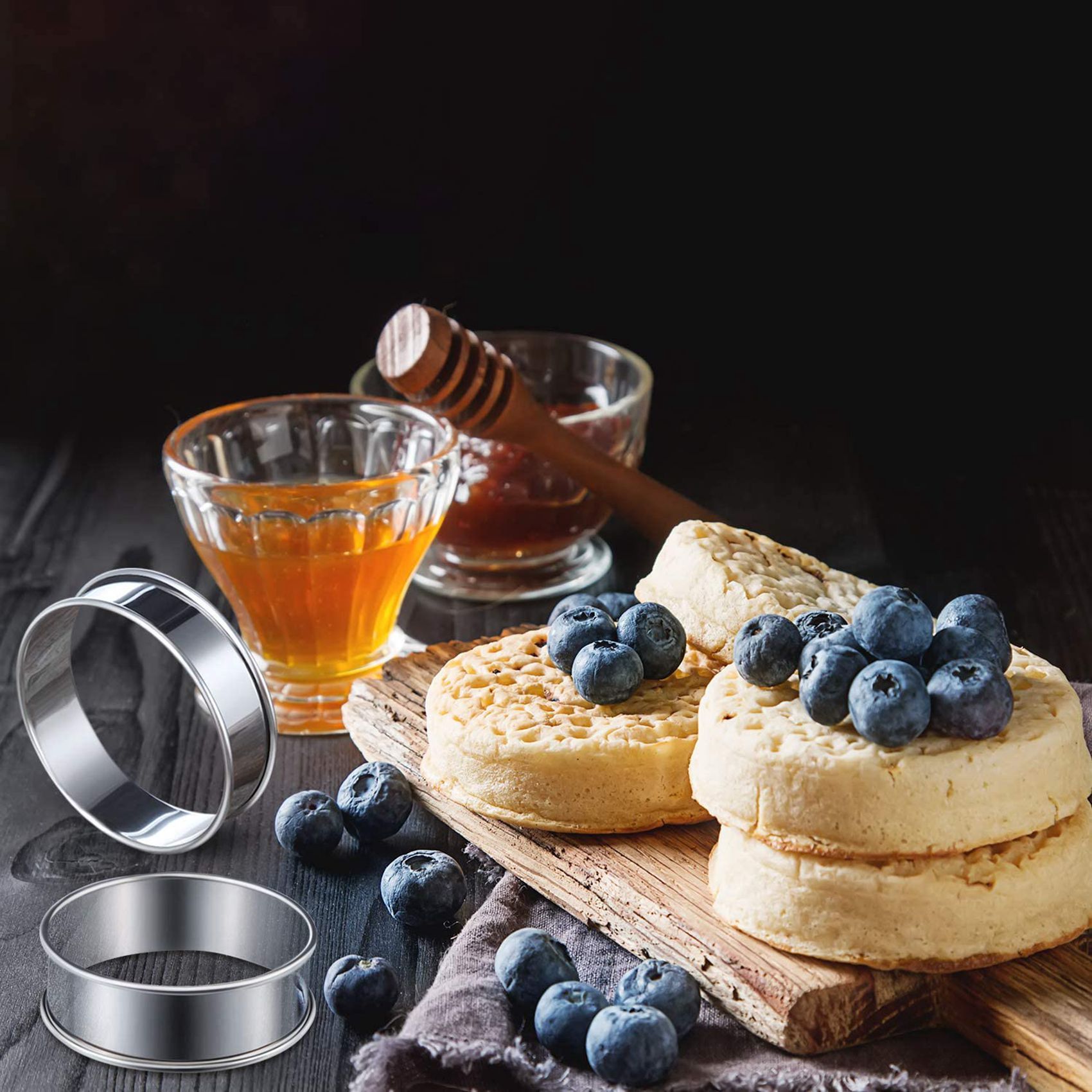 12 Pieces Muffin Tart Rings Double Rolled Tart Ring Stainless Steel Muffin Rings Metal Round Ring Mold for Food Making