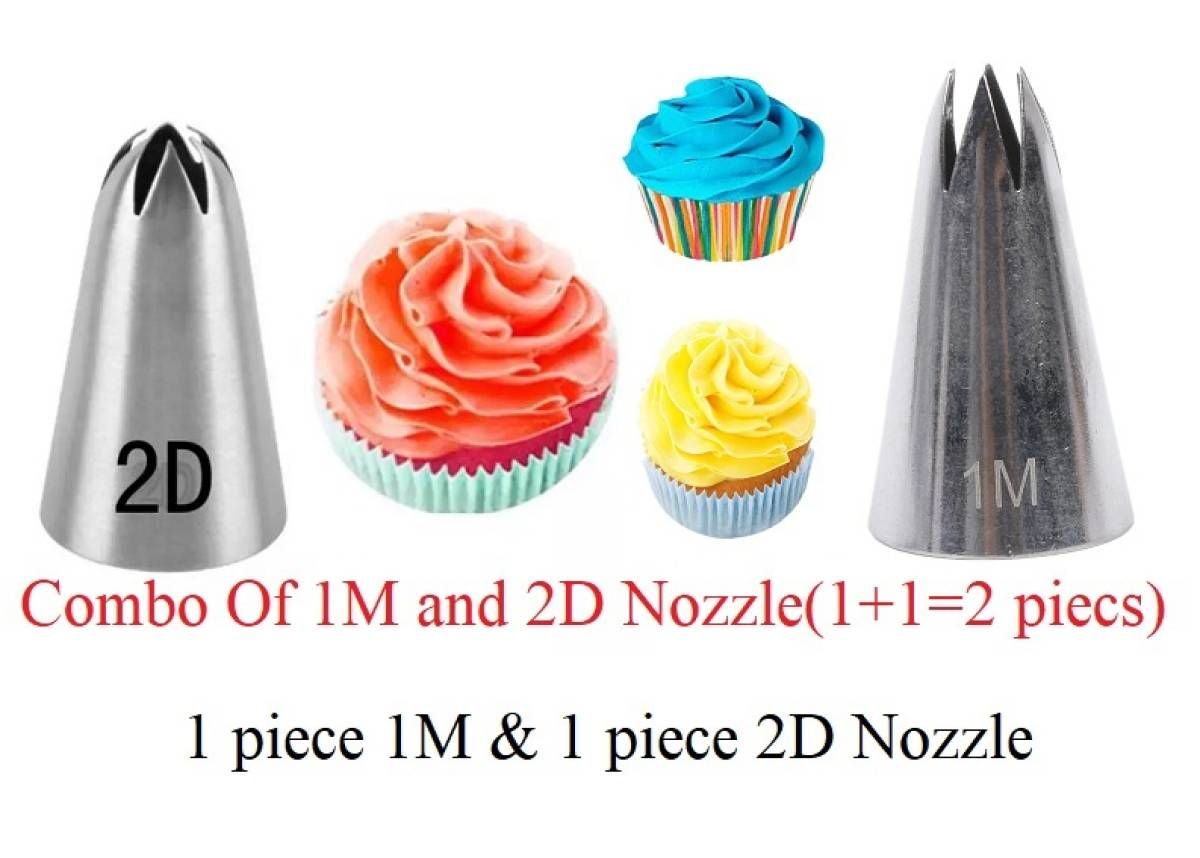 2D & 1M Rose Flower Cake Decorating Icing Steel Nozzles Reusable & Washable Bakeware/Kitchen Tool