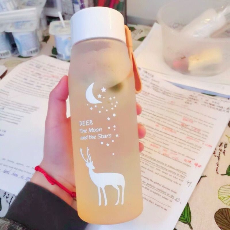 Cartoon Deer Water Bottle Leak Proof for Girl Biking Travel Portable Water Bottles Plastic Portable Sports Water Bottle