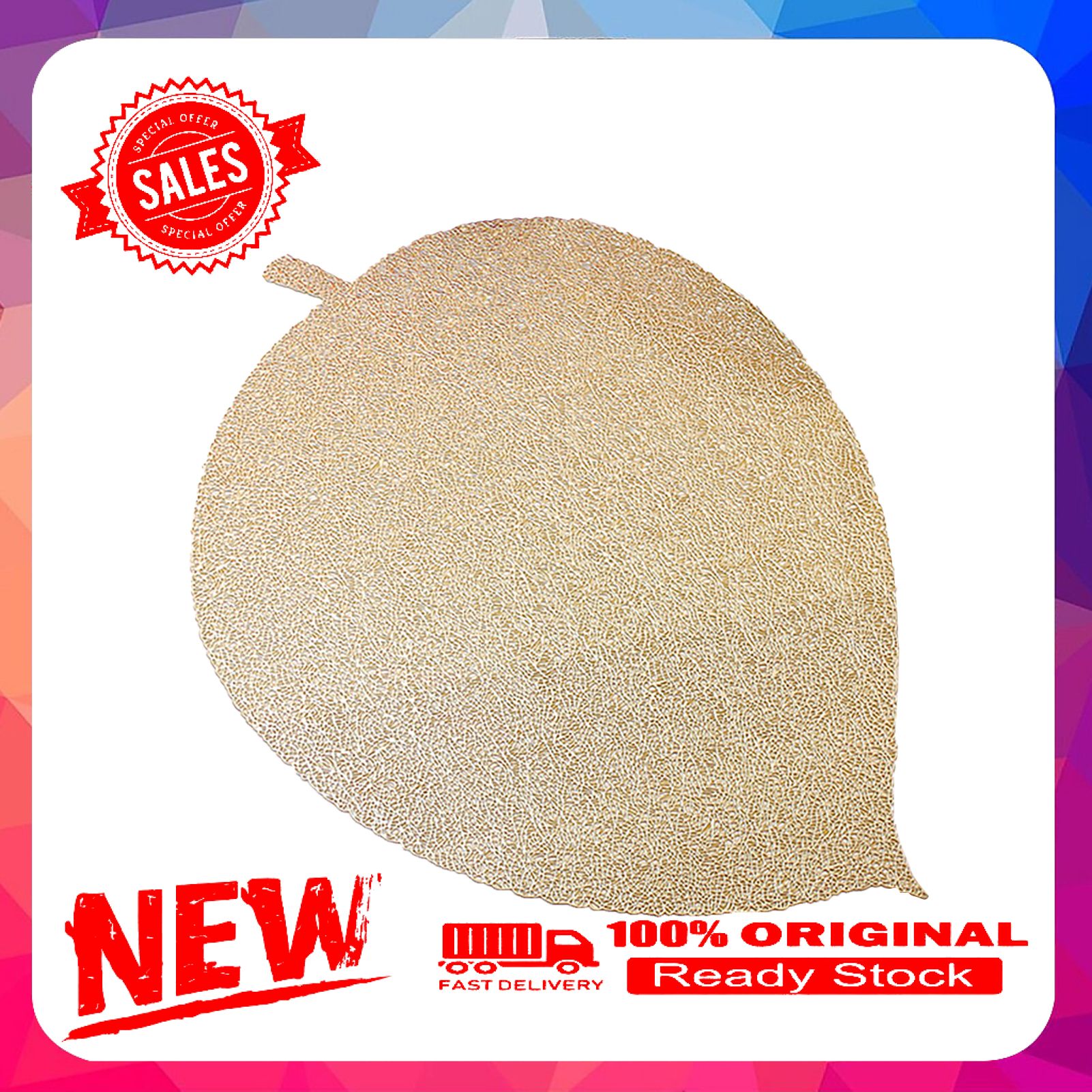 Heat Insulation Place Mat Anti-slip PVC Elastic Leaf Shape Place Mat for Home