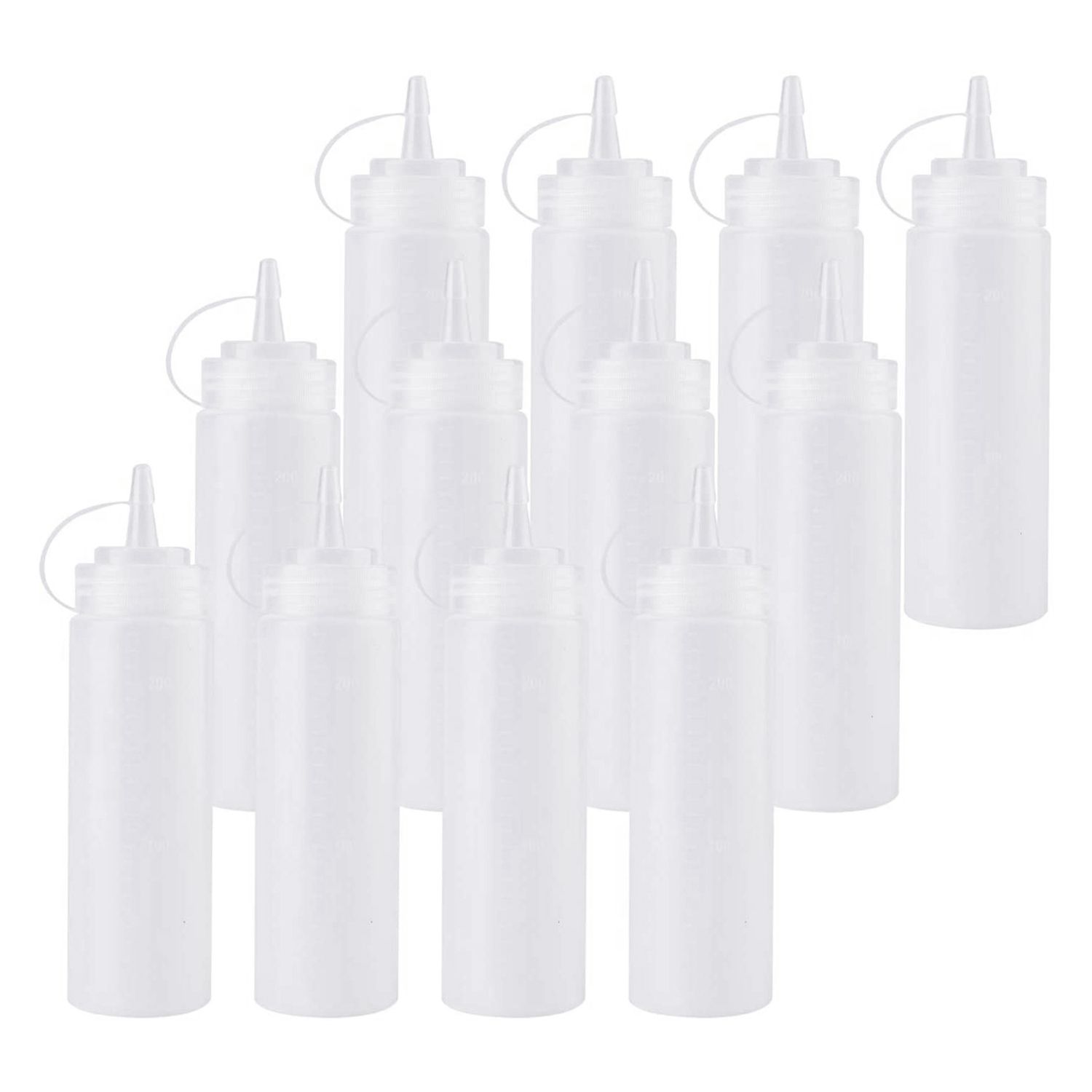 12 Pack 8 Oz Squeeze Squirt Condiment Bottles with Twist on Cap Lids for Sauce  Ketchup  BBQ  Dressing  Paint