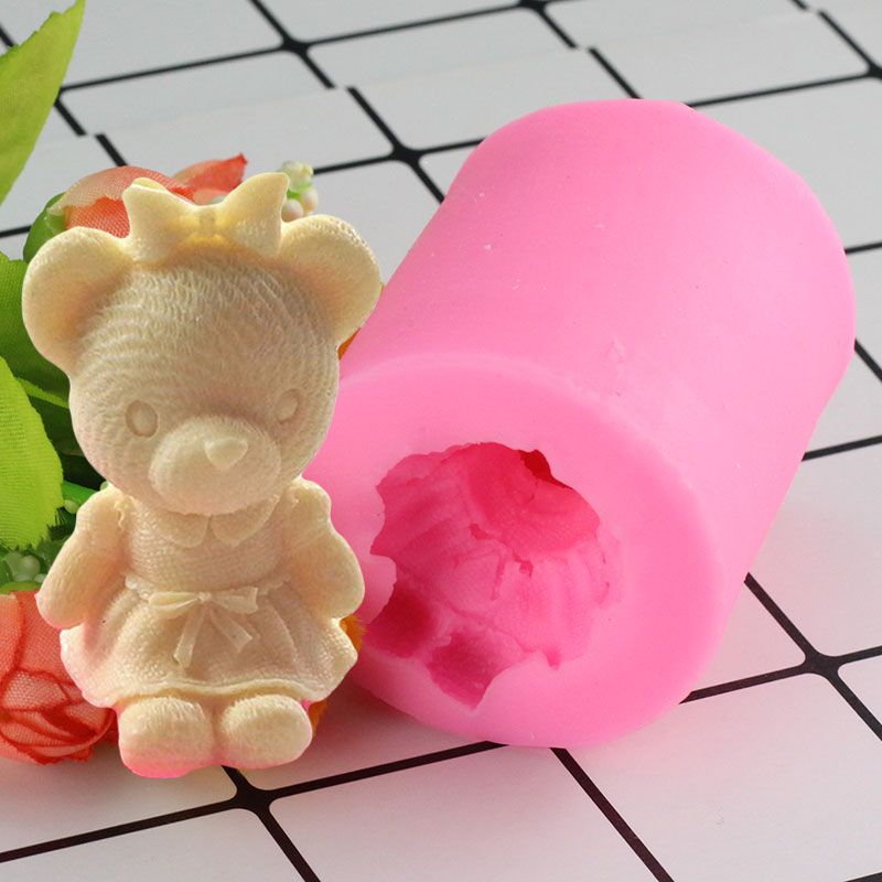 Mujiang 3D Bear Girl Silicone Soap Mold Candle Resin Clay Molds Fondant Cake Decorating Tools Candy Chocolate Gumpaste Moulds