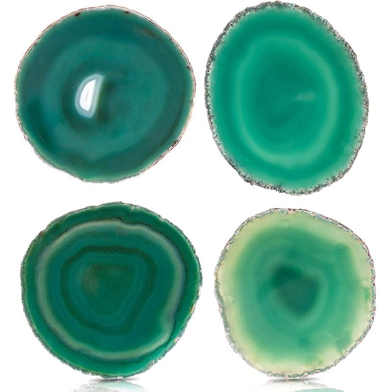 Green Stone Coaster,Crystal Cup Coaster,Cup Mat for Beverages,Glass Agate Coasters,Table Decor for Kitchen/Dining Room