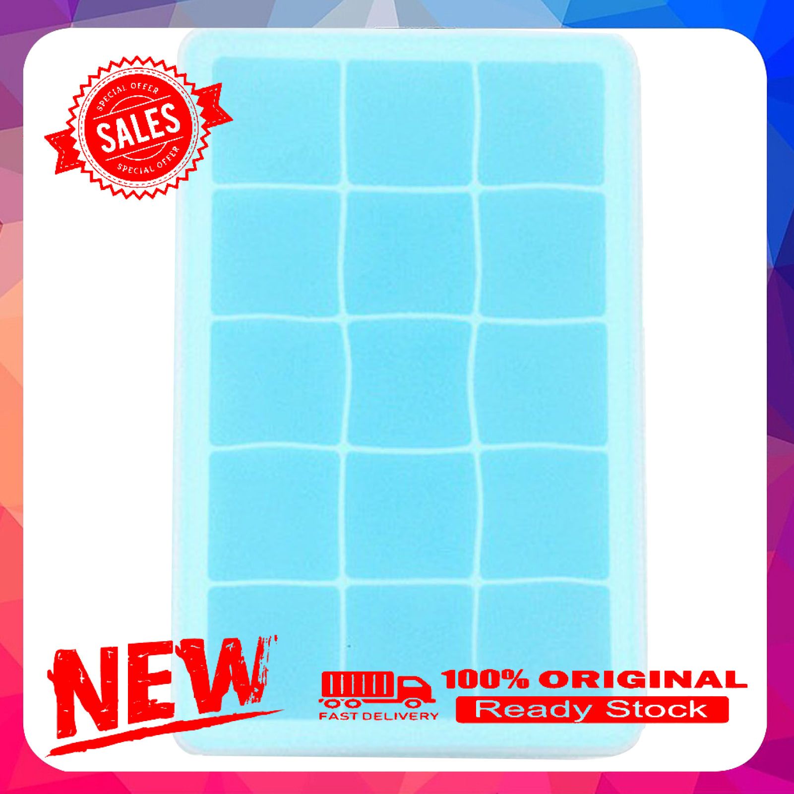 Ice Mold Non-stick Elastic Silicone Ice Cube Wear-resistant 15 Cavity Mold for Kitchen