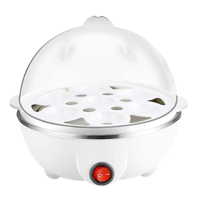 Electric Bed Egg Cooker Ber Maker Rapid Heating Stainless Steel Steamer Pan Cooking Tool,White EU Plug