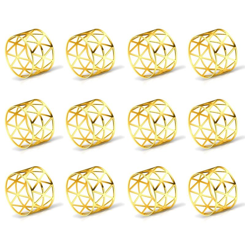 12 Pcs of Round Mesh Napkin Ring Holder, Table Set Suitable for Casual or formal Occasions and Wedding Parties (en)