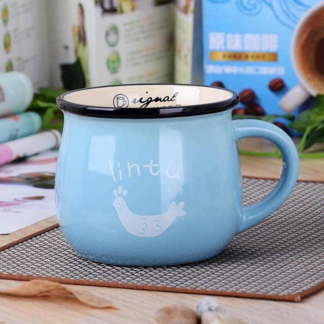 Creative Lovely Large Breakfast Cups Colorful Ceramic Big Milk Cups [1pcs]