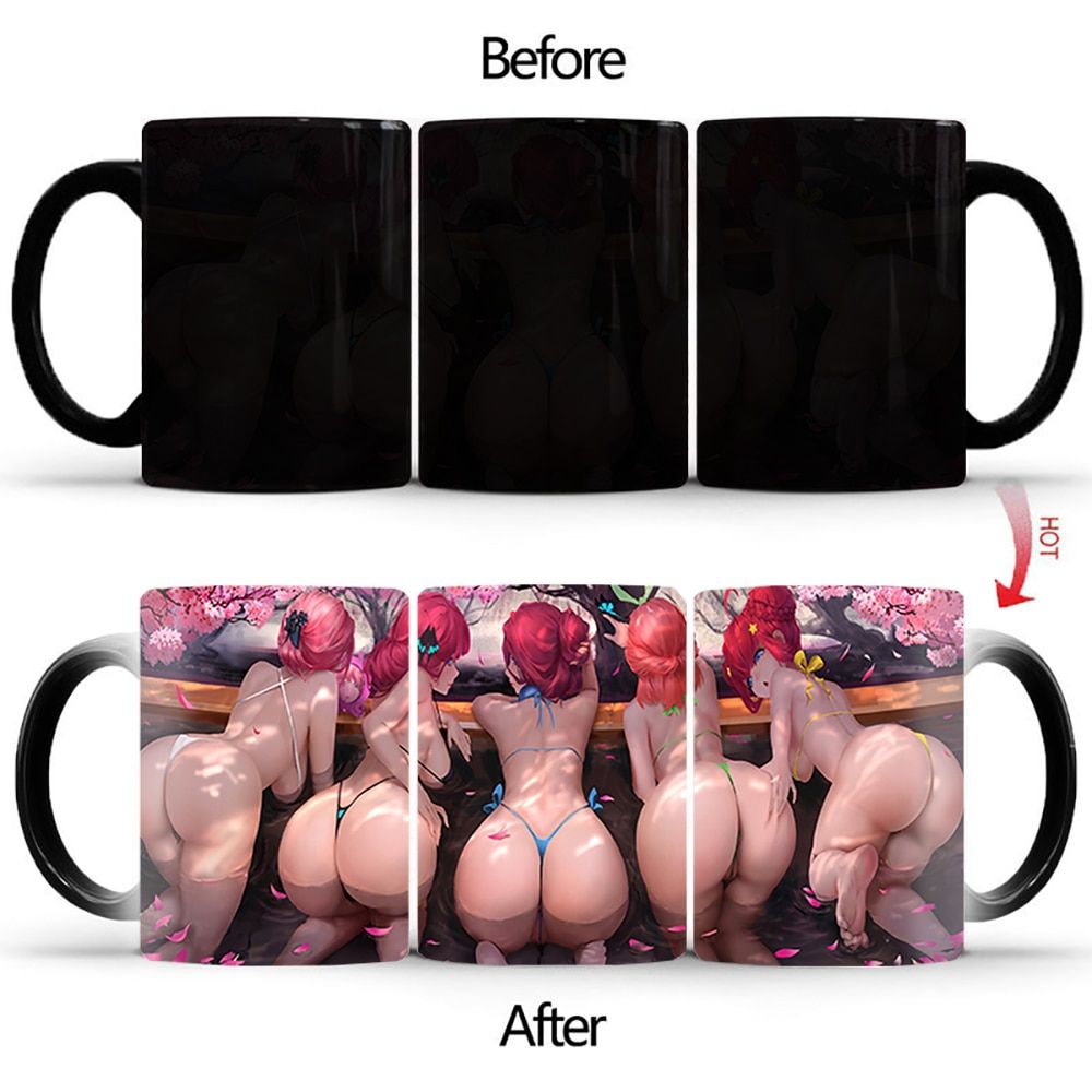 Creative Change Color Chang Mug BSKT-214 Ceramic Mug Heat Revealing Coffee Cup Breakfast Cup Sexy ass Mug FrieGift