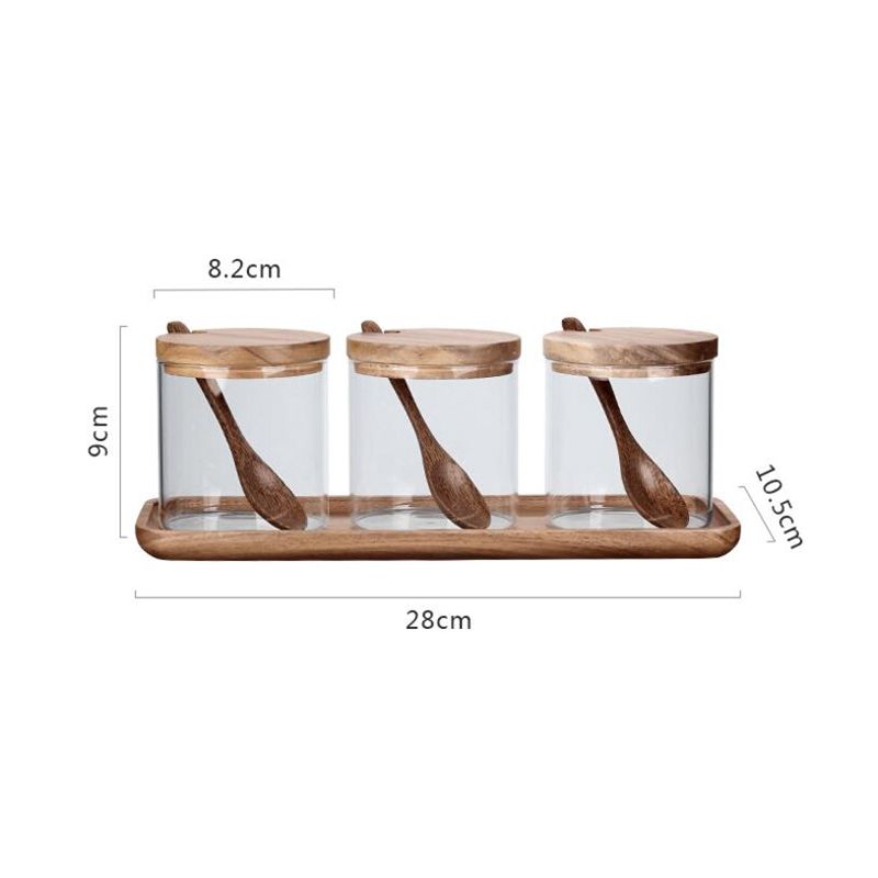 3 Pcs 250ML Glass Seasoning Jar Salt Sugar Bowl Kitchen Seasoning Box Seasoning Bottle Home Set Kitchen Accessories