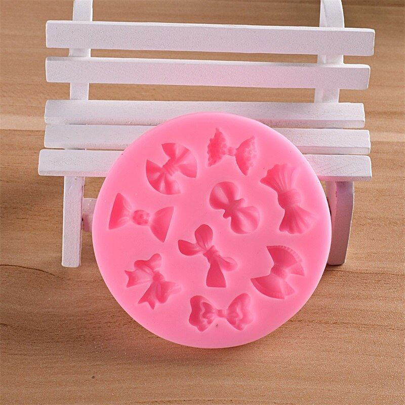 1pc Silicone Cake Mold 9 Bowknot Shape Cupcake Decoration Home DIY Cake Chocolate Candy Fondant Mould Gumpaste Tools
