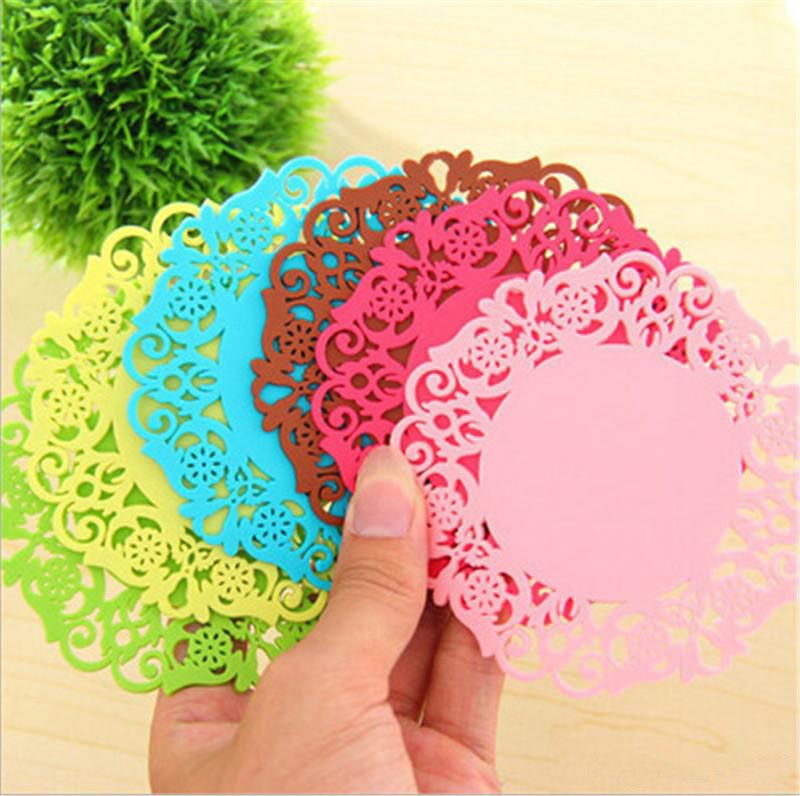 Flower Lace Resistant Silicone Pads Round Table Design Coaster 1 pcs