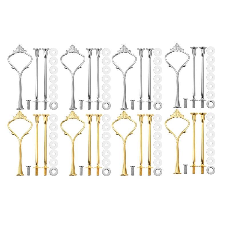 8 Sets 3 Tier Crown Cake Plate Stand Fittings Hardware Holder Kitchen Gadgets for Wedding and Party - galactic&aurumen