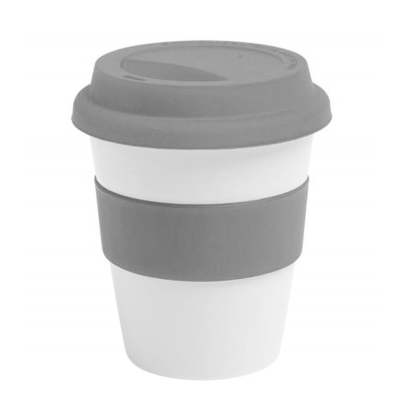 1PC New 400ml Reusable Heat Insulated Ceramic Travel Mugs Tea Coffee Travel Mug Cup with Non-slip Sleeve and Silicone Lid