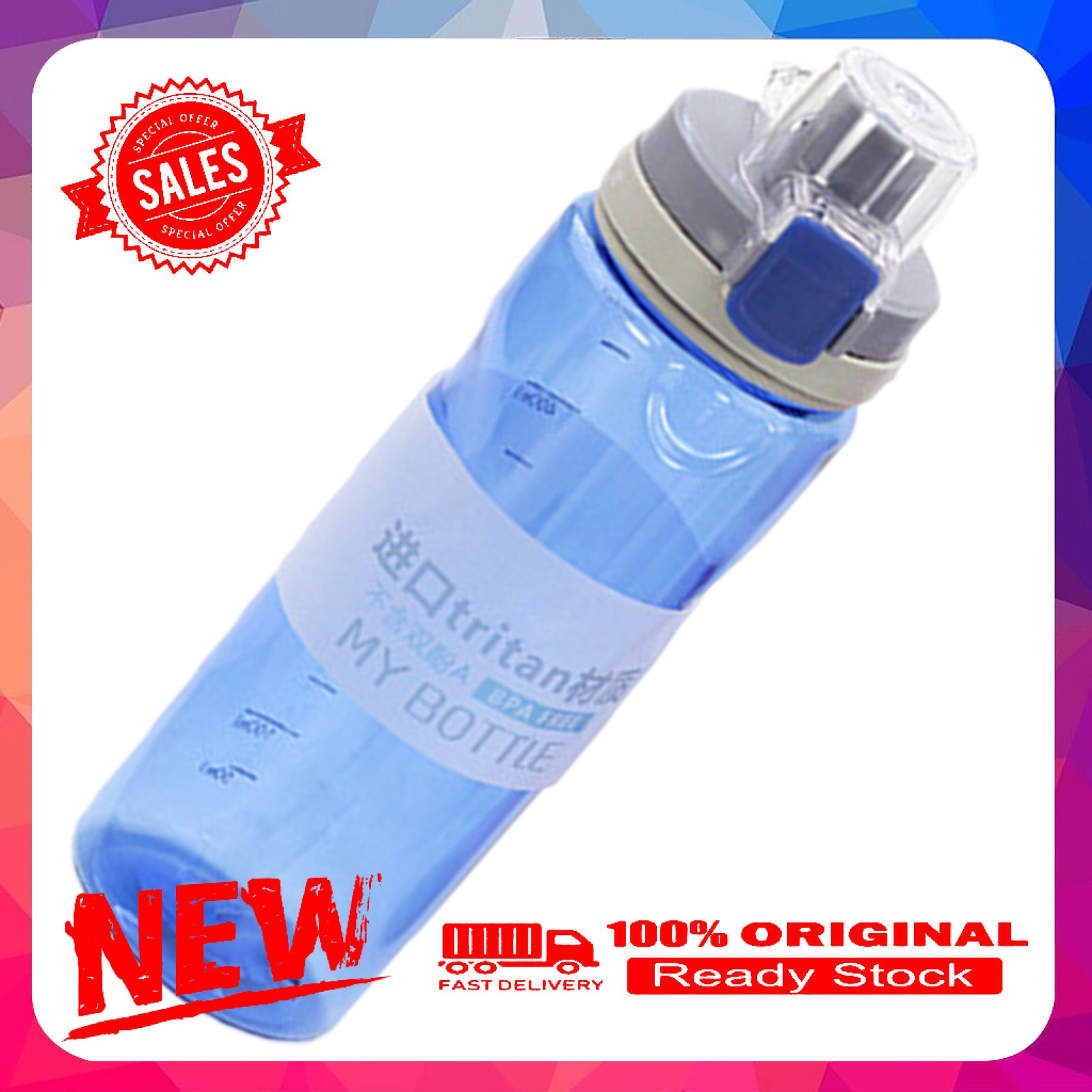 550ml Water Cup Clear Scale Rotary Switch PC Sport Portable Water Bottle for Travel