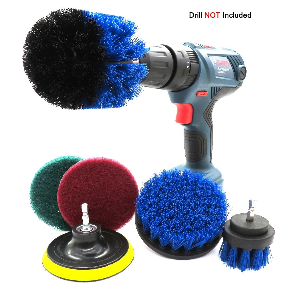 6 PCS kit Drill Brush Attachment Set Power Scrubber Scouring and Scrub Pads All Purpose er For Car Sofa, Kitchen, Bathroom