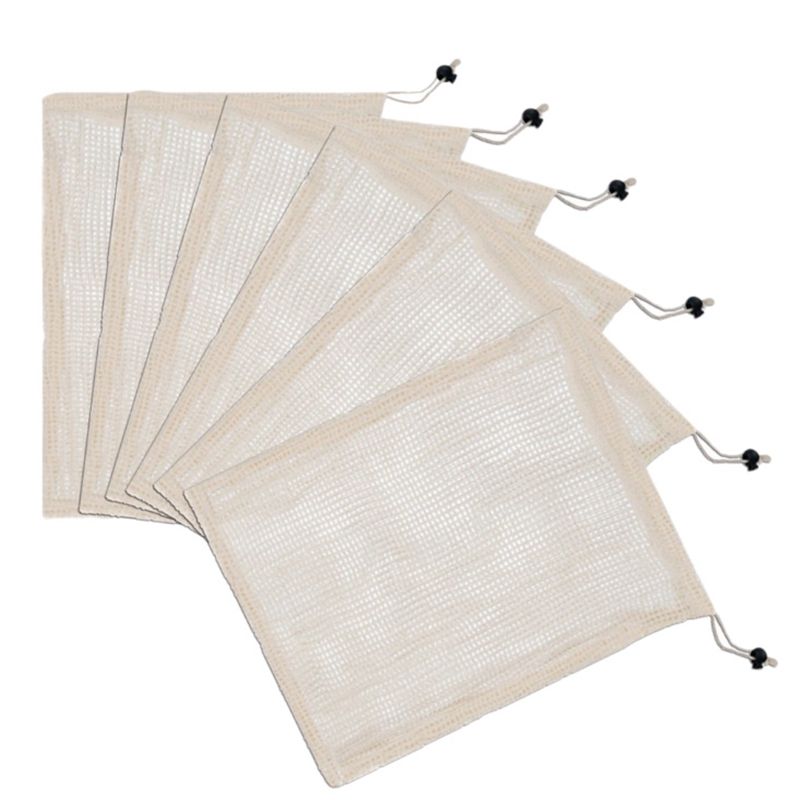 6PCS Reusable Cotton Storage Bag Fruit Net Bag Bunch Mouth Vegetable Cotton Net Exquisite Product