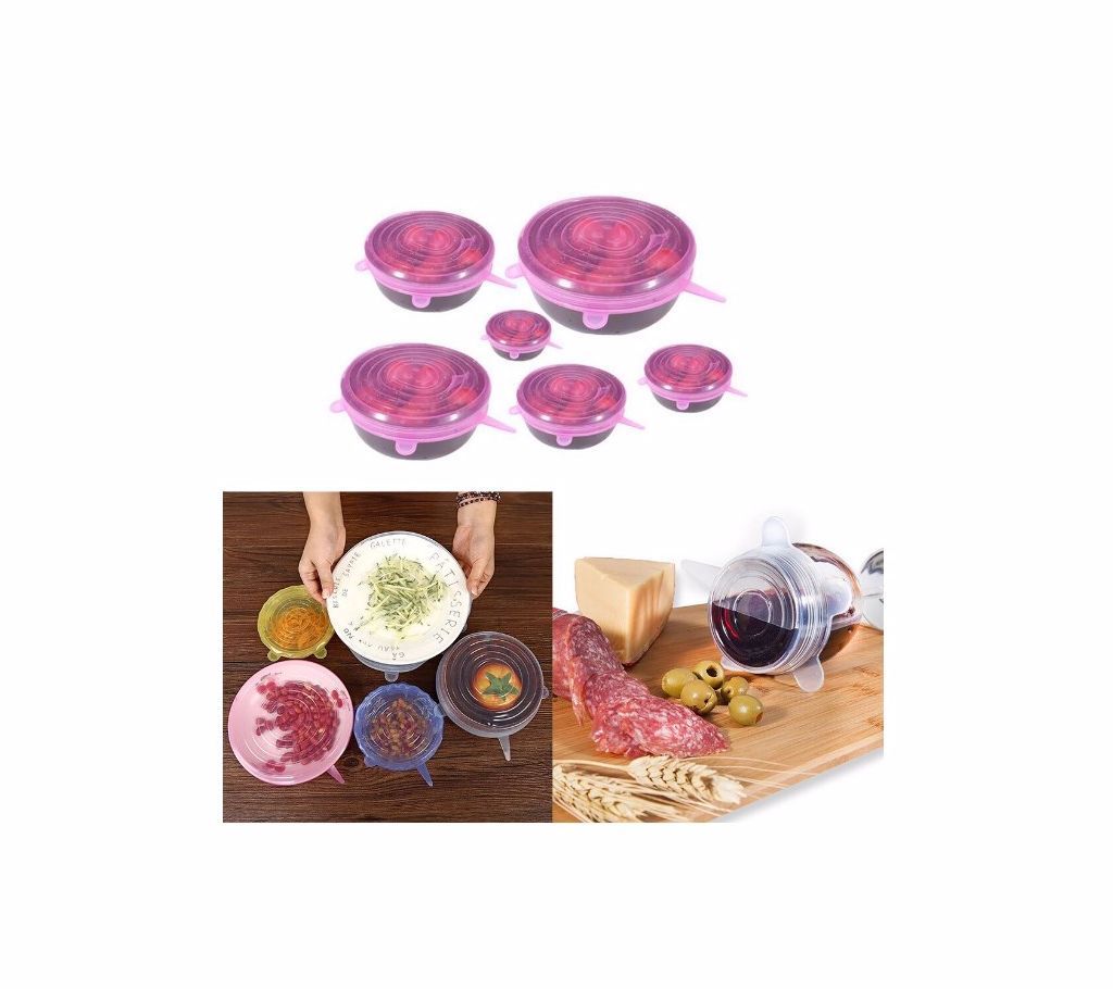6PCS  Universal Silicone Easy  Bowl Pan Pot Caps Sealer Kitchen Cookware Accessories