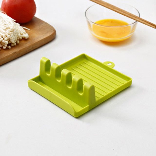 Spoon Holder Stand Plastic Ladle Shovel Rest for Pot Cover Cutlery Spatula Rack Multi-function Pot Lid Holder Kitchen Organizer